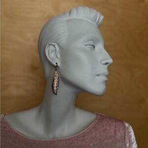 Enamel feather earrings